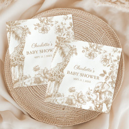 ベージュトイレデジュエサファリアニマルベビーブシャワー スタンダードカクテルナプキン