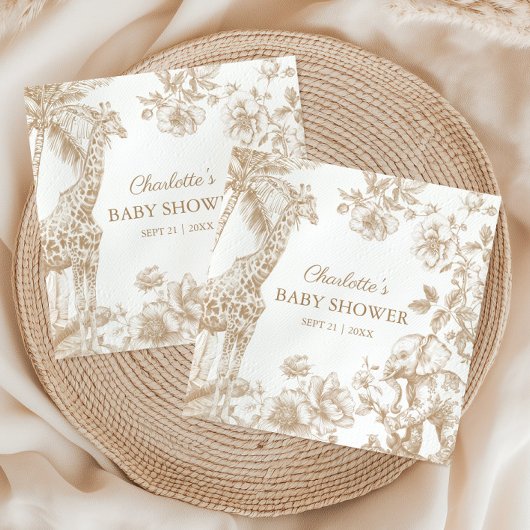 ベージュトイレデジュエサファリアニマルベビーブシャワー スタンダードカクテルナプキン