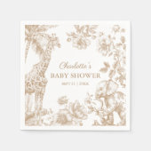 ベージュトイレデジュエサファリアニマルベビーブシャワー スタンダードカクテルナプキン (正面)