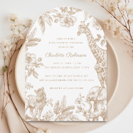 ベージュトイレ男女兼用サファリベイビーシャワーアーチ 招待状