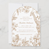 ベージュトイレ男女兼用サファリベイビーシャワーアーチ 招待状 (正面)