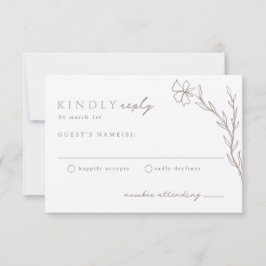 ベージュトゥーペモダンステンシルボタニカルニュートラル 出欠カード