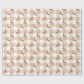 ベージュトナカイ格子模様 ラッピングペーパー (フラット)