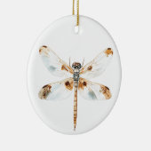 ベージュドラゴンフライエレガンスミニマル自然デザイン セラミックオーナメント (右)