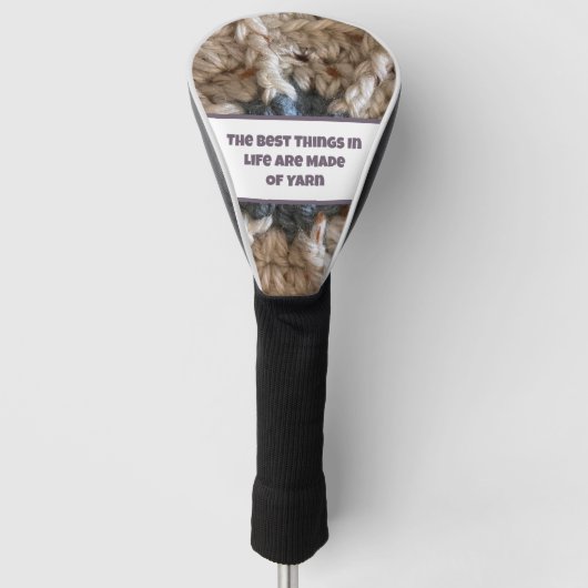 ベージュニットクロチェットクレフティカラフルーラブヤーン ゴルフヘッドカバー (正面)