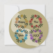 ベージュニューイヤーのディナーパーティーとフローラリース 招待状 (裏面)