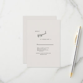 ベージュニュートラルシンプルモダンウェディングRSVP 出欠カード