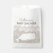 ベージュニュートラルホワイトホエールベビーシャワー フェイバーバッグ (正面)