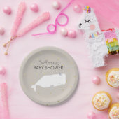 ベージュニュートラルホワイトホエールベビーシャワー ペーパープレート (パーティー)