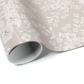 ベージュニュートラルワイルドフラワーパターン ラッピングペーパー (ロールコーナー)