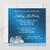 ベージュネイビーブルーベビーキャリッジボーイシャワー 招待状 (裏面)