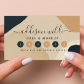 ベージュネイビーモダンブルー抽象芸術形状ニュートラル ロイヤリティカード