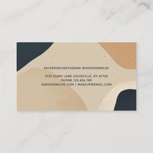 ベージュネイビーモダンブルー抽象芸術形状ニュートラル ロイヤリティカード (裏面)