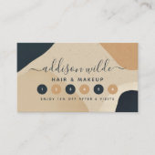 ベージュネイビーモダンブルー抽象芸術形状ニュートラル ロイヤリティカード (正面)