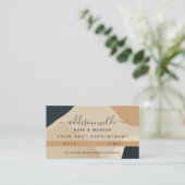 ベージュネイビーモダンブルー抽象芸術形状ニュートラル 予約カード (スタンド正面)