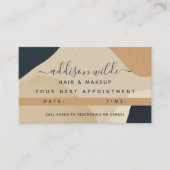 ベージュネイビーモダンブルー抽象芸術形状ニュートラル 予約カード (正面)