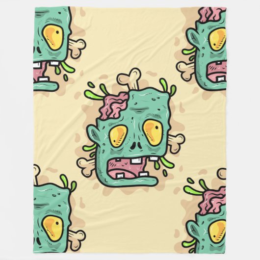ベージュハロウィンゾンビ フリースブランケット (正面)