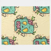 ベージュハロウィンゾンビ フリースブランケット (正面(横))