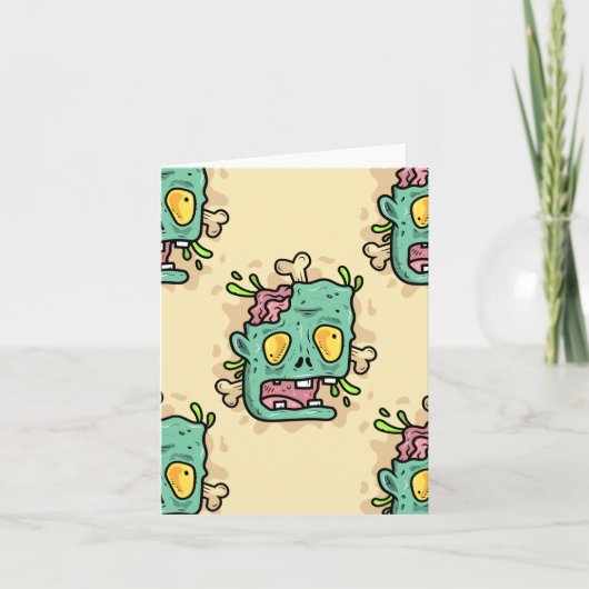 ベージュハロウィンゾンビ 招待状 (正面)