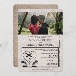 ベージュハワイパスポート結婚式招待状 招待状