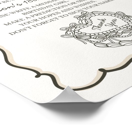 ベージュハートコケットケーキ誕生日タイムカプセル ポスター (角)