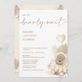 ベージュハートバルーンベリーウェイベビーシャワー 招待状 (正面/裏面)