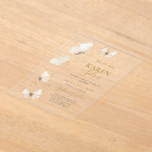 ベージュバタフライキンセアニラアクリル招待状 アクリル招待状 (レイダウン)