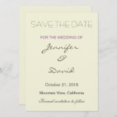 ベージュバックグラウンドグレーモダン結婚式招待状 セーブザデート (正面/裏面)