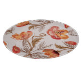 ベージュバックグラウンドポピー水の色のパターン カッティングボード (角)