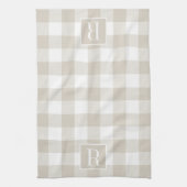 ベージュバッファローチェックモノグラム キッチンタオル (縦)