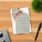 ベージュバラパンパスセージ緑の澄んアーチ結婚ズ アクリル招待状