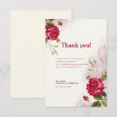 ベージュバラフラワーウォーター色サンキューカード サンキューカード (正面/裏面)