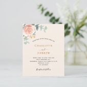 ベージュバラフローラQRコードRSVP結婚式招待状 (スタンド正面)