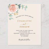 ベージュバラフローラQRコードRSVP結婚式招待状 (正面)
