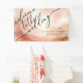 ベージュバラ金ゴールドウォーターカラーピンク結婚ズ 横断幕 (インサイチュ)