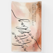 ベージュバラ金ゴールドウォーターカラーピンク結婚ズ 横断幕 (縦)