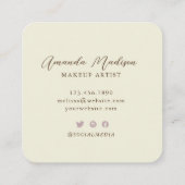 ベージュバラ金ゴールドモノグラムのソーシャルメディアフローラ スクエア名刺 (裏面)