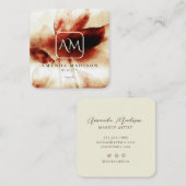 ベージュバラ金ゴールドモノグラムのソーシャルメディアフローラ スクエア名刺 (正面/裏面)