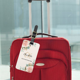 ベージュバラ金ゴールド花模様モノグラムエレガント ラゲッジタグ