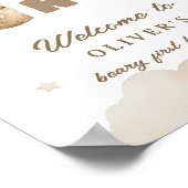 ベージュバルーズテディベアファースト誕生日へようこそ ポスター (角)