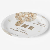 ベージュバルーンを楽しく待つことができる1st誕生日 ペーパープレート (アングル)