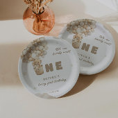 ベージュバルーンを楽しく待つことができる1st誕生日 ペーパープレート