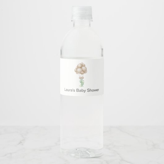 ベージュバルーン赤ちゃんシャワー ペットボトルラベル (正面)