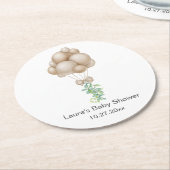 ベージュバルーン赤ちゃんシャワー ラウンドペーパーコースター (アングル)