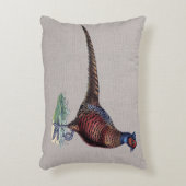 ベージュバーラップのヴィンテージのキジ アクセントクッション (正面(垂直))
