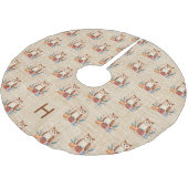 ベージュバーラップファミリーモノグラムかわいいフクロウ ブラッシュドポリエステルツリースカート (アングル)