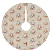 ベージュバーラップファミリーモノグラムかわいいフクロウ ブラッシュドポリエステルツリースカート (正面)