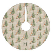 ベージュバーラップファミリーモノグラムかわいい狐 ブラッシュドポリエステルツリースカート (正面)