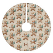 ベージュバーラップファミリーモノグラムジンジャーブレッドマン ブラッシュドポリエステルツリースカート (正面)