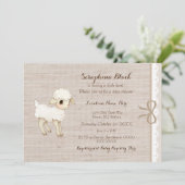 ベージュバーラップベビーシープリトルラムベビーシャワー 招待状 (スタンド正面)